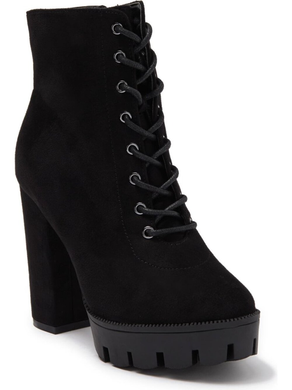 Top Moda Dale Heel Boots Platform Lace Up Combat Booties Black Size 7 NEW